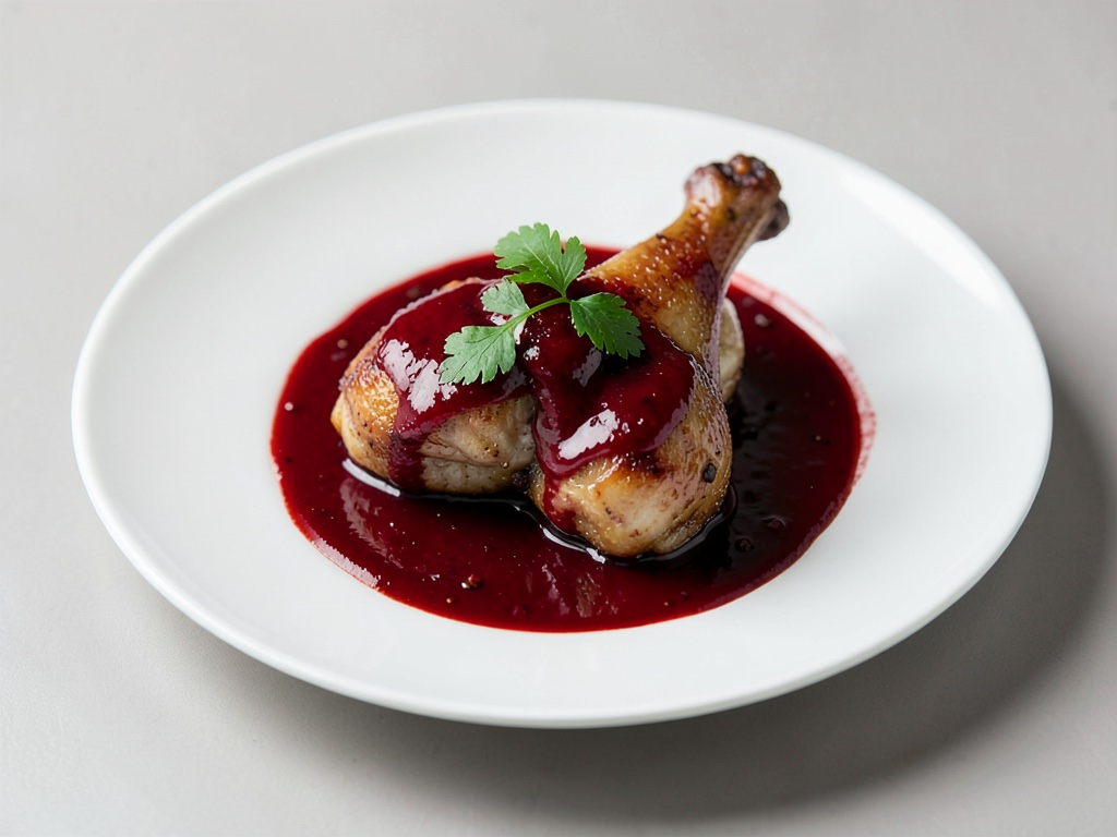 Hähnchenschenkel im Rotweinsauce-Bistrostil