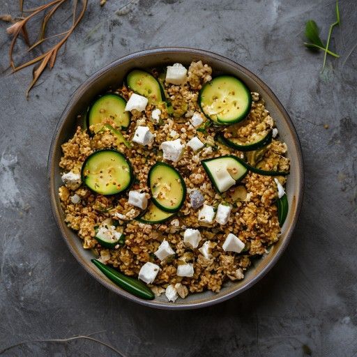 Mediterrane Couscous-Bowl mit Zucchini und Feta