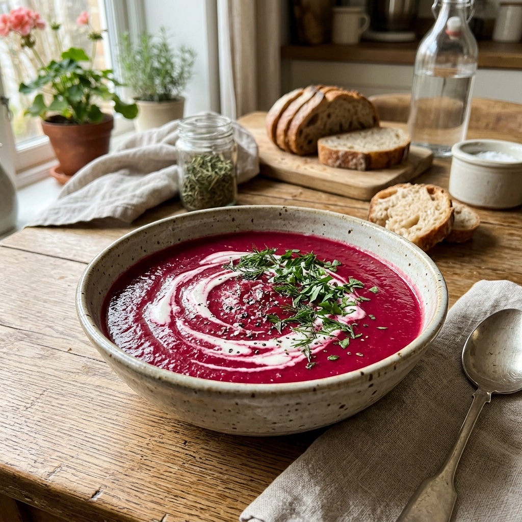 Cremige Rote-Bete-Lauch-Suppe
