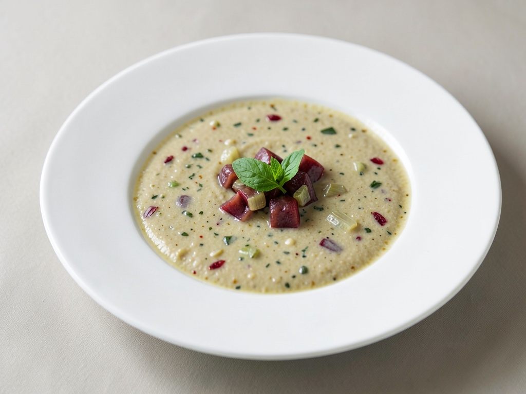 Sopa cremosa de remolacha y puerro