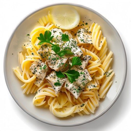 Butterige Penne mit Thunfisch und Zitrone