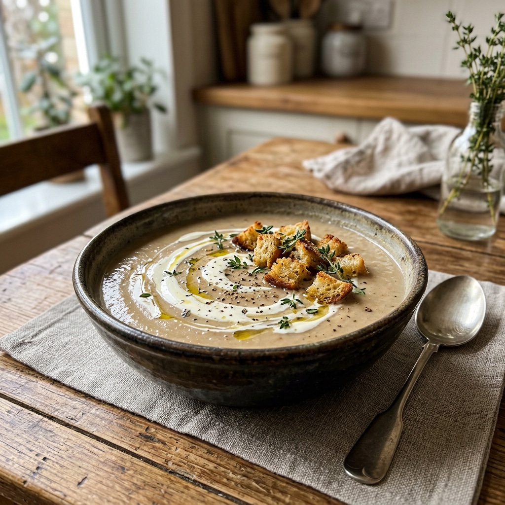 Cremige Kastanien-Suppe mit Thymian