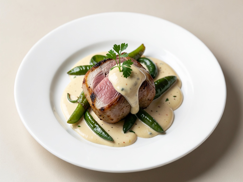 Entenbrust mit grünen Pfeffern in Sahnesauce