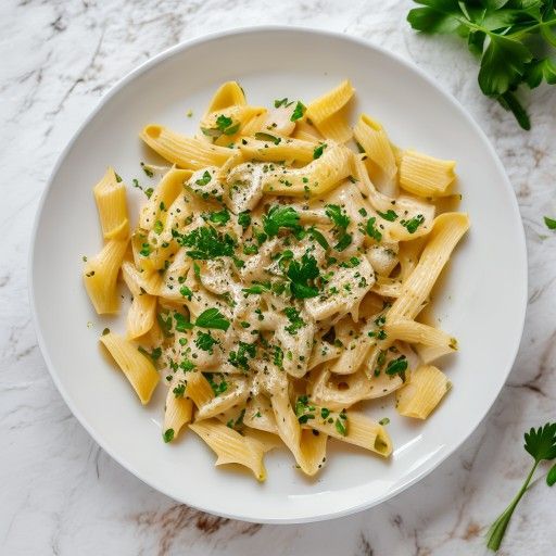 Cremige Champignon-Penne mit frischer Petersilie