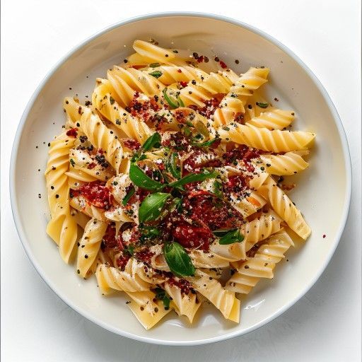 Cremige Knoblauch-Tomaten-Pasta mit Chiliflocken