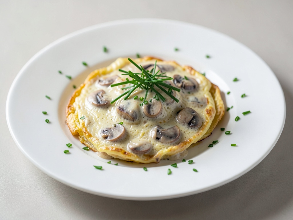 Omelette cremoso de champiñones con cebollino