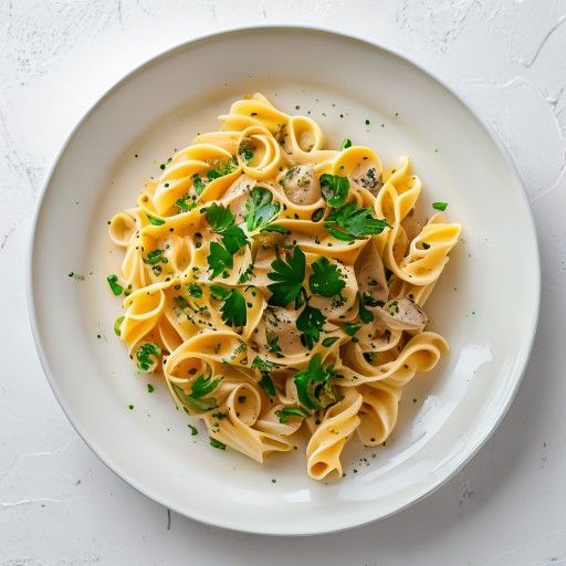 Cremige Pilz-Pasta mit Knoblauch und Petersilie