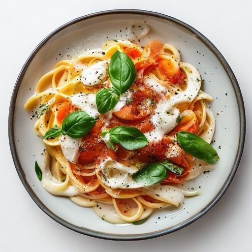 Cremige Pomodoro Pasta mit frischem Basilikum