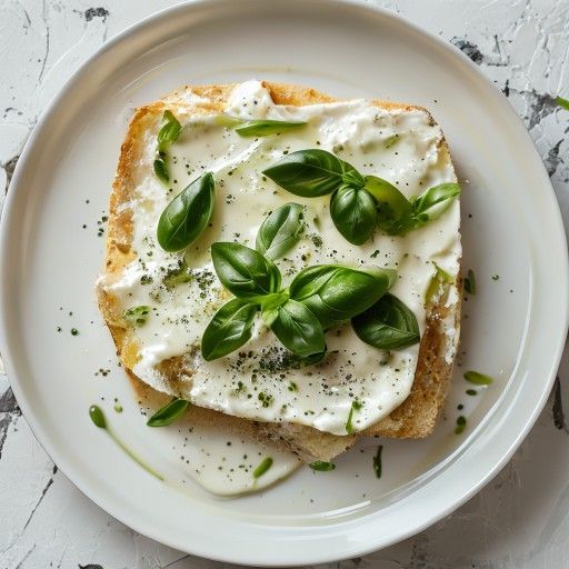 Bruschetta cremosa de ricotta y albahaca