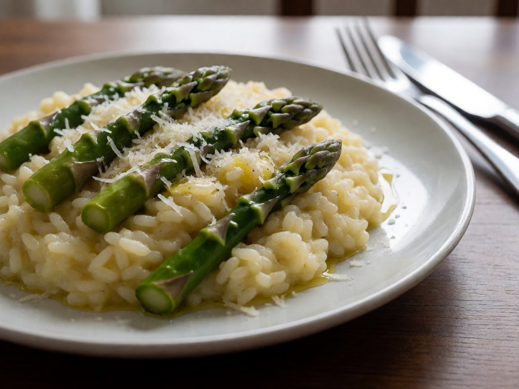 Cremiges Risotto mit Frühlingspalasparagel