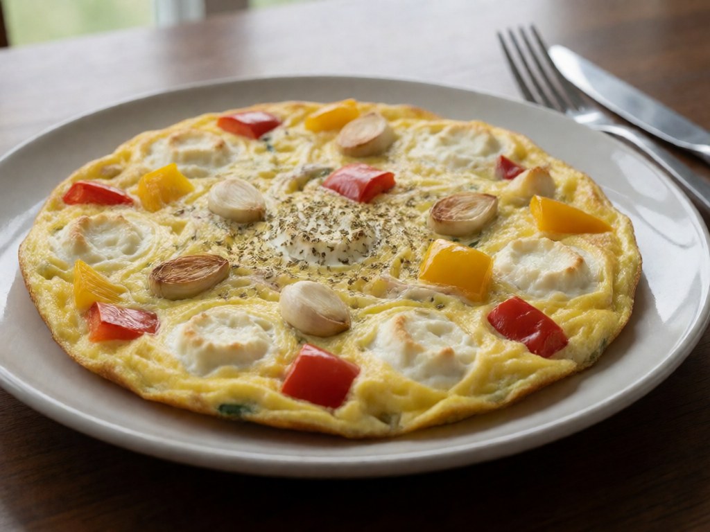 Cremige Frittata mit geröstetem Knoblauch und Ziegenkäse