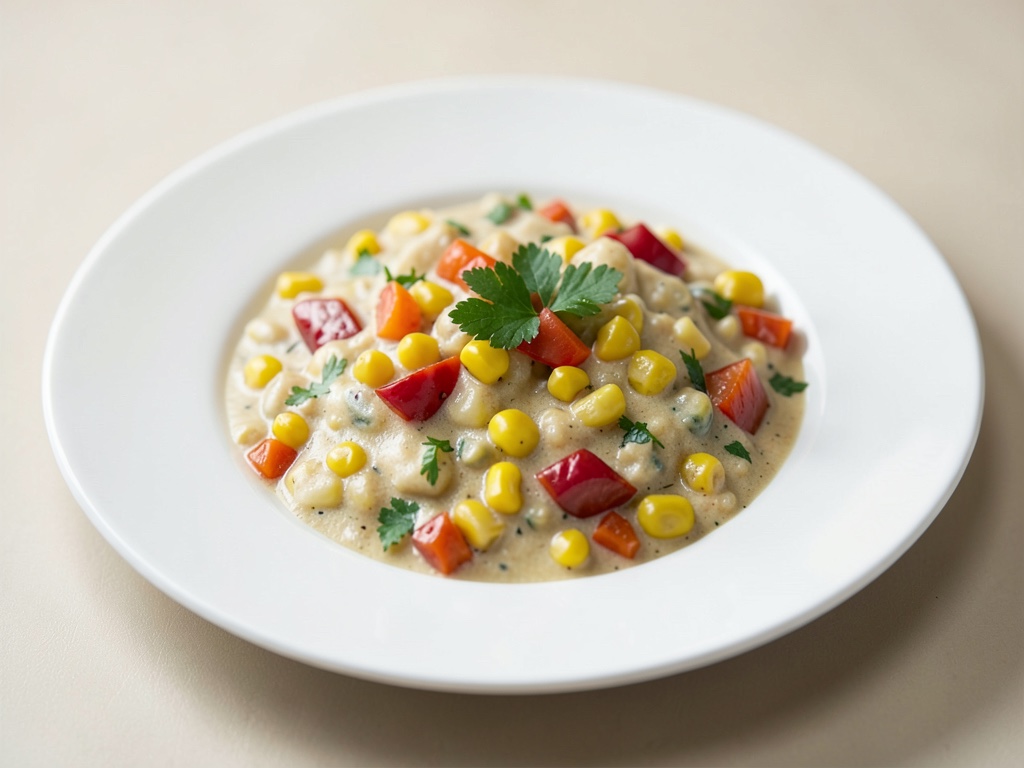 Sopa cremosa de maíz española con pimiento