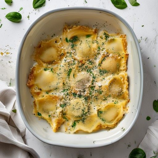 Cremige Spinat-Ravioli-Überbacken mit Pecorino