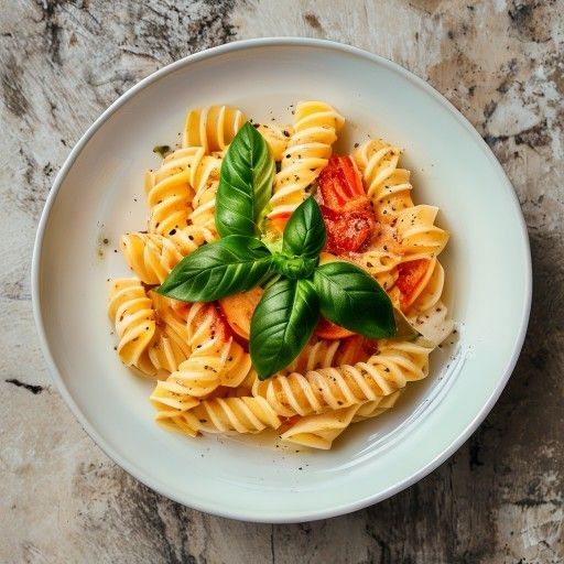 Cremige Tomaten-Penne Primavera mit Basilikum