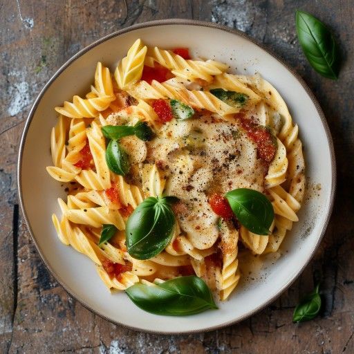 Cremige Chili-Tomaten-Penne mit Basilikum