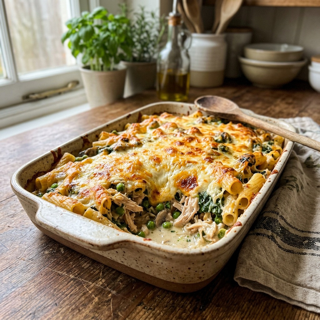 Cremige Puten-Pasta-Auflauf-Vorbereitung