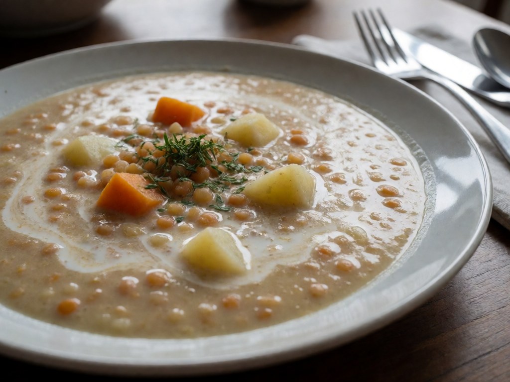 Cremige Zebucino-Suppe mit Linsen
