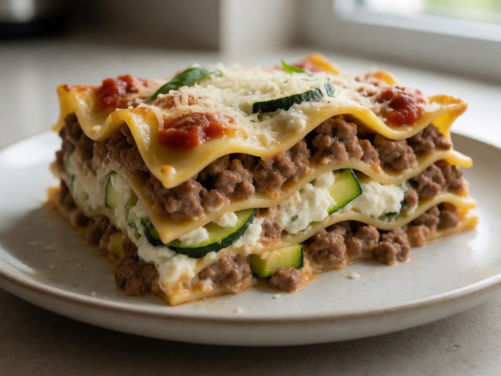 Cremige Zucchini-Fleisch-Lasagne