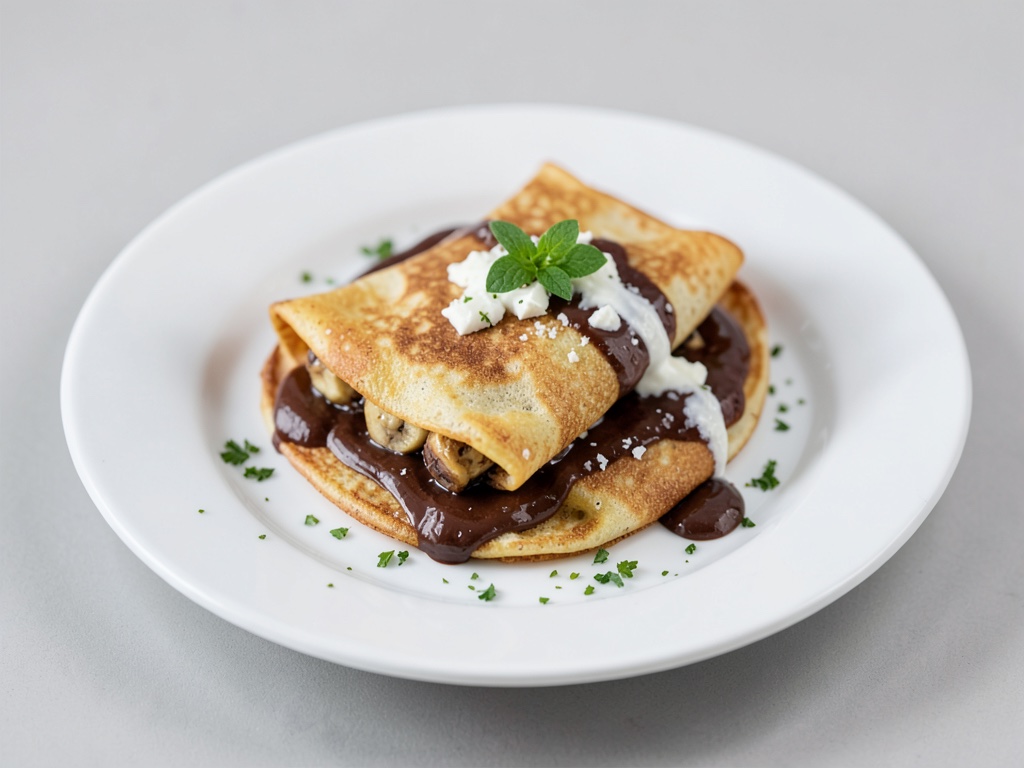 Crepes con relleno de chocolate y plátano