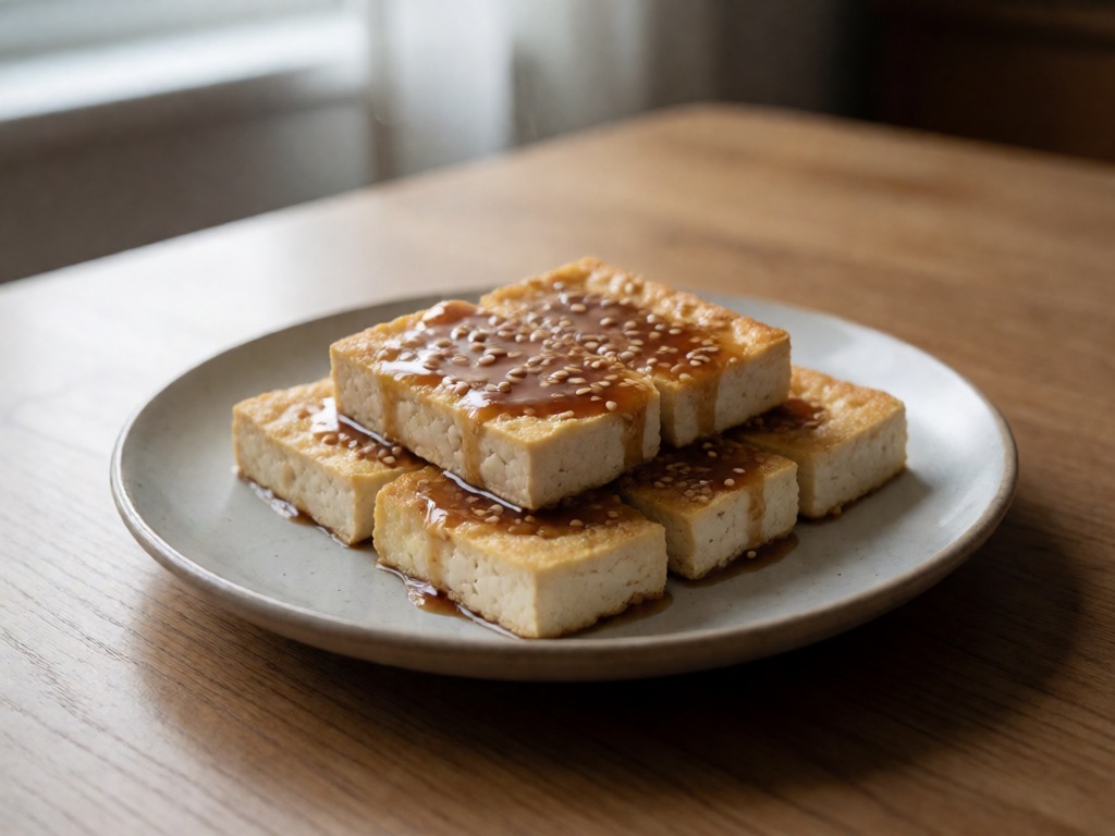 Knuspriger Airfryer-Tofu mit Honig-Sesam-Sauce