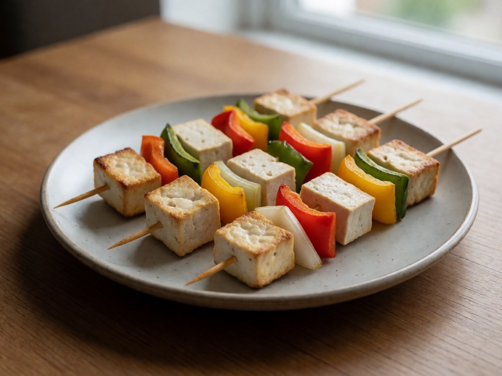 Knusprige Tofu-Spieße mit Gemüse