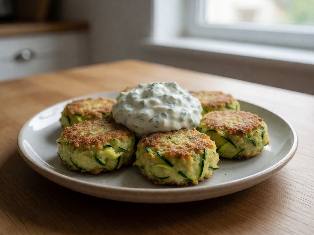Knusprige Zucchiniballs mit Kräuterjoghurt