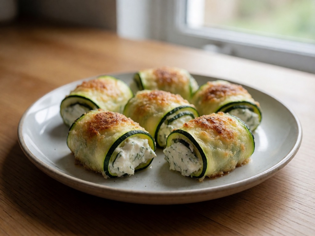 Knusprige Zucchiniröllchen mit Ricotta-Füllung