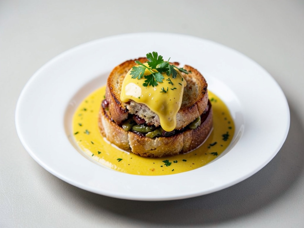 Croque-Madame Bowl mit Senf-Holländisch
