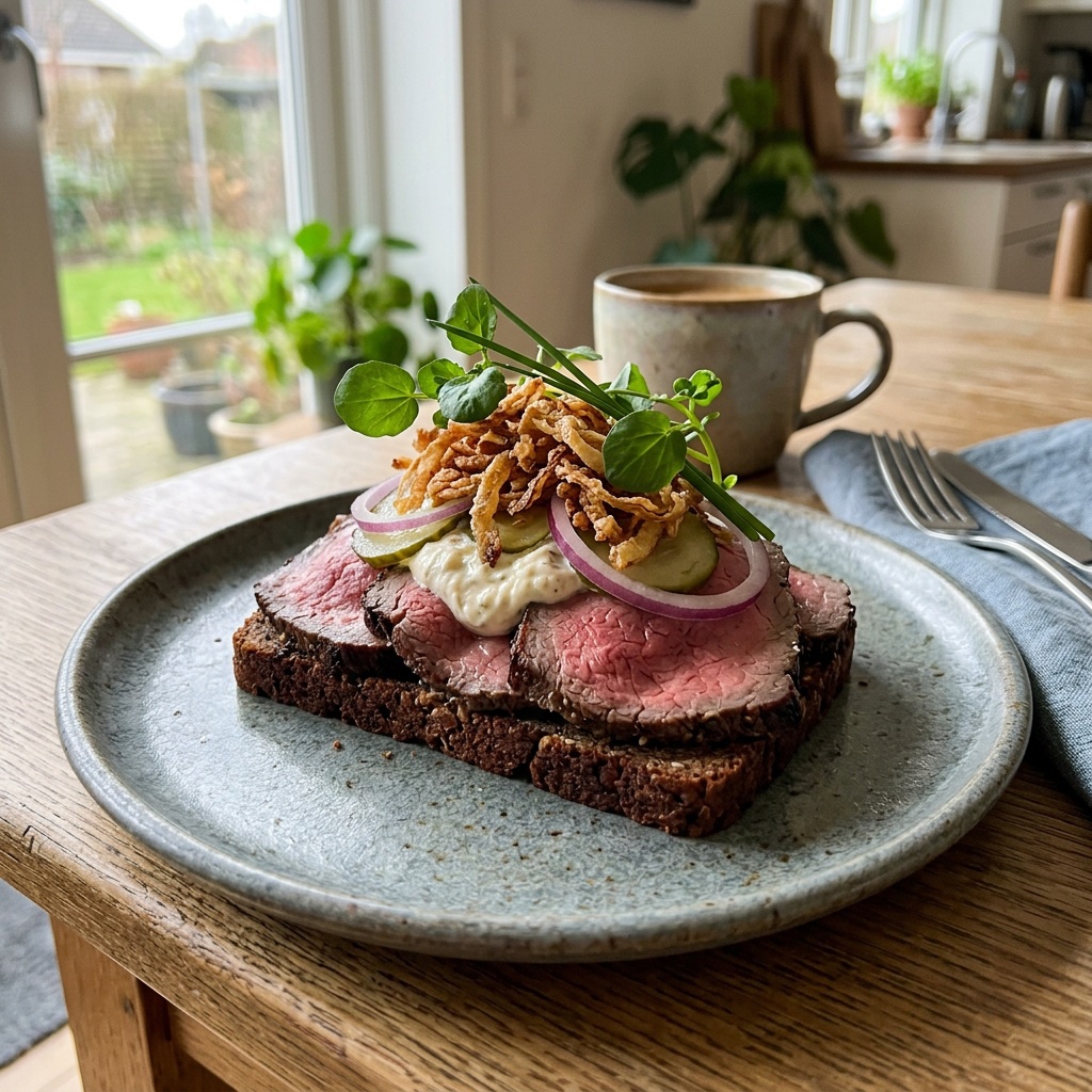 Dänisches Smørrebrød mit Roastbeef
