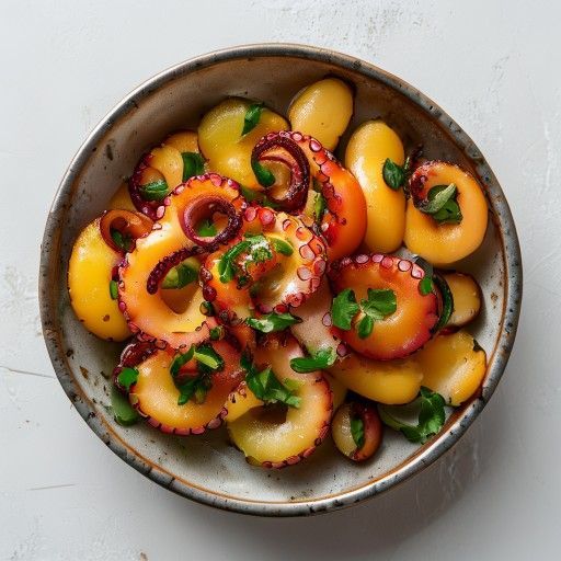 Semplice insalata di polpo, peperoni e patate