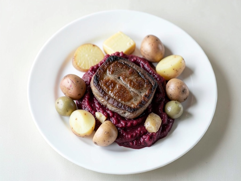 Oven-Baked Alaska Pollock with Potato and Beetroot Mash