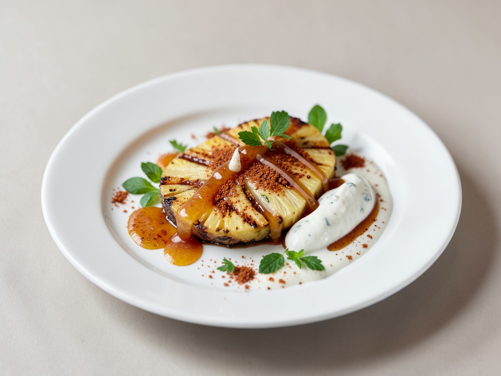 Ananas alla griglia con miele alla cannella e yogurt dip
