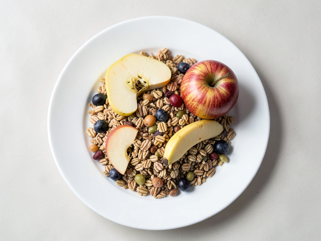 Desayuno de manzana y plátano con amaranto