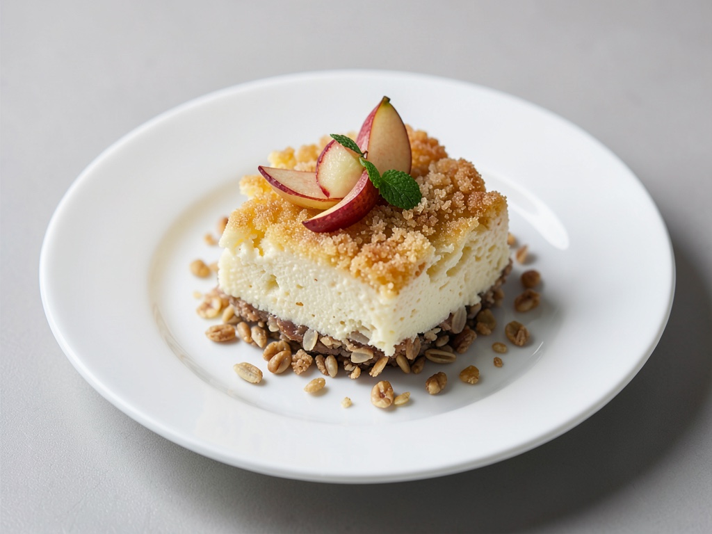 Knuspriger Apfel-Käsekuchen mit Müsli-Boden