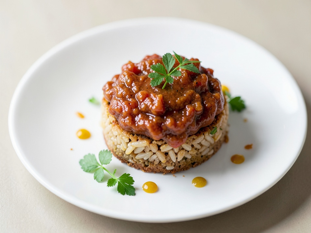 Chutney de albaricoque sobre galleta de arroz