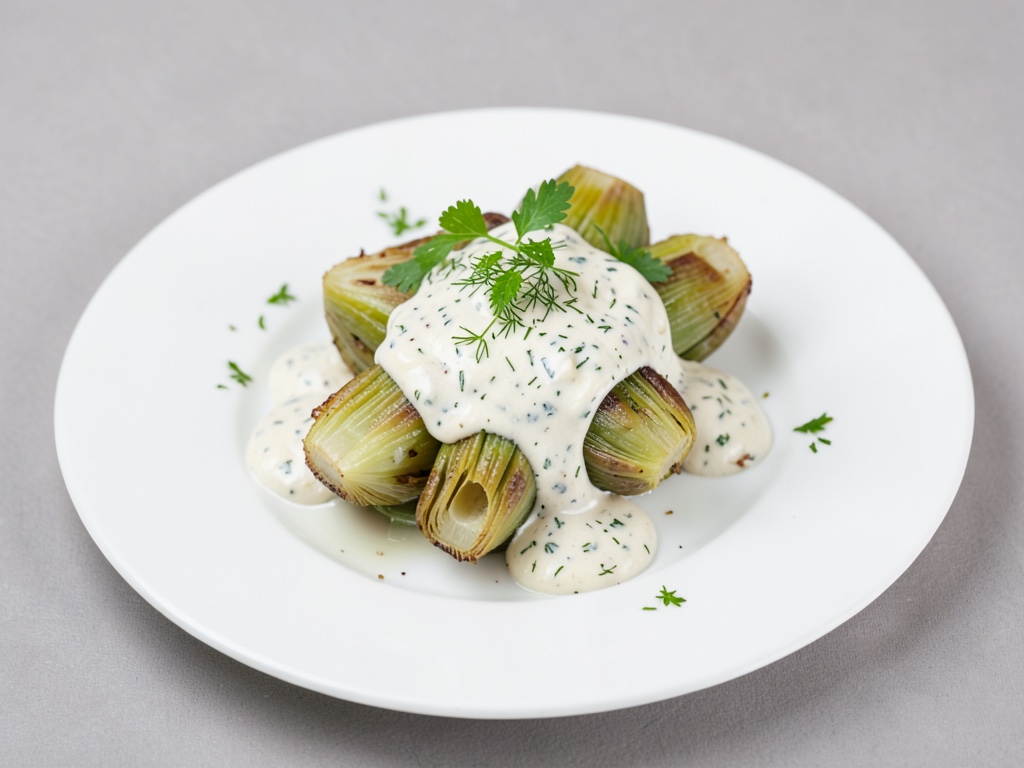 Carciofi lessi con salsa cremosa allo yogurt e aneto