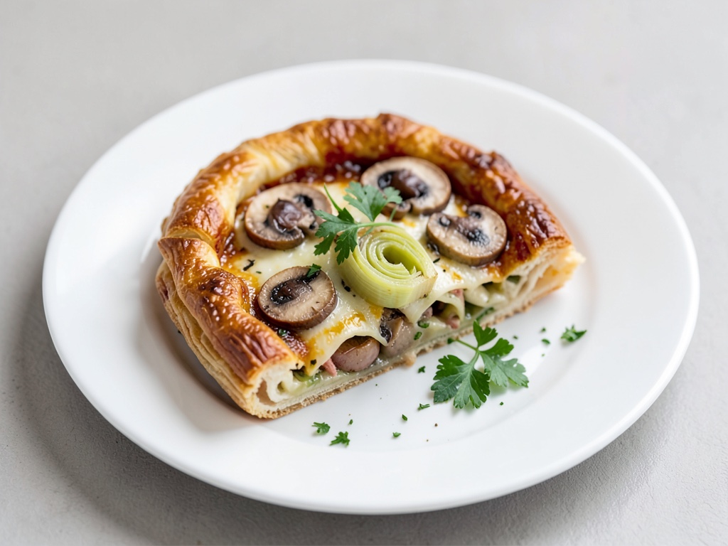 Torta fiamma con pasta sfoglia, funghi e carciofi