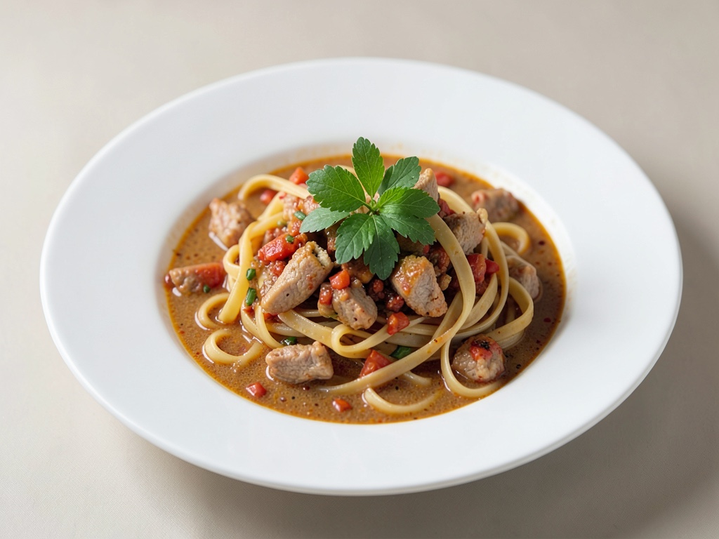Ensalada de fideos de sopa de pescado picante y ácida