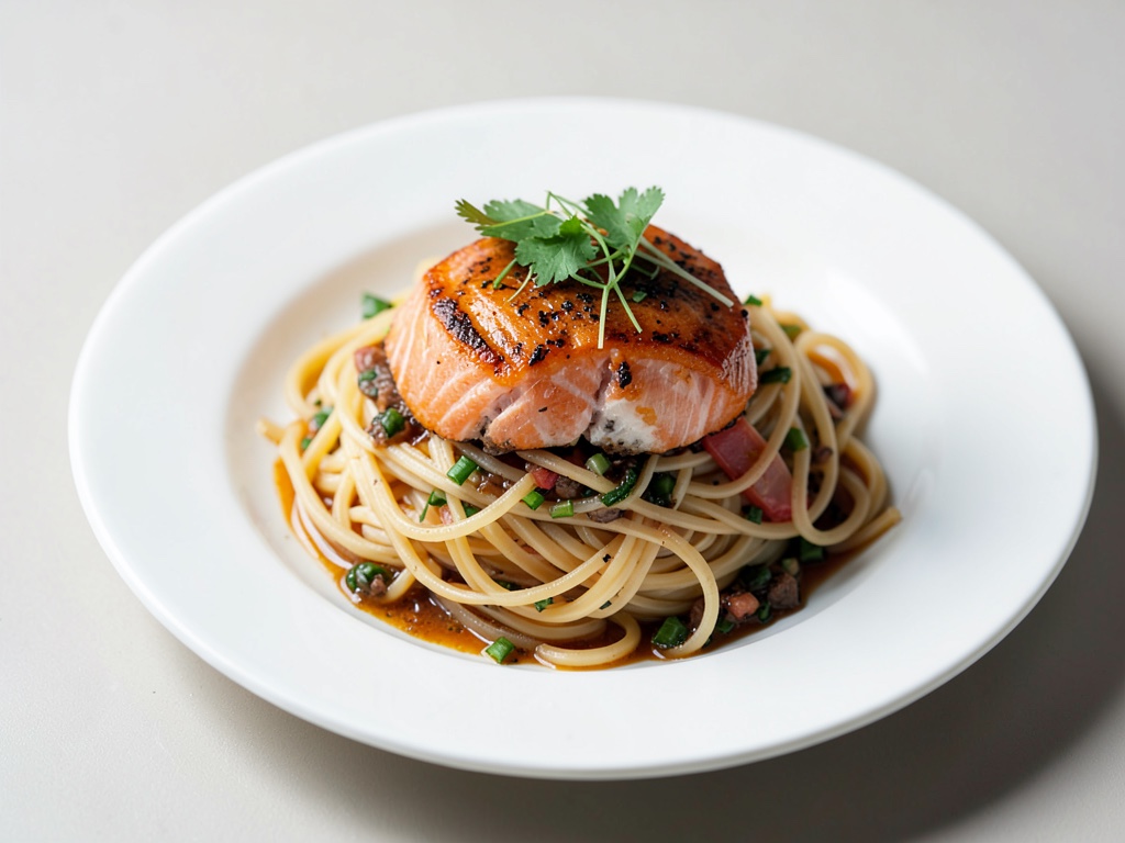 Asiatische Nudeln mit Lachs