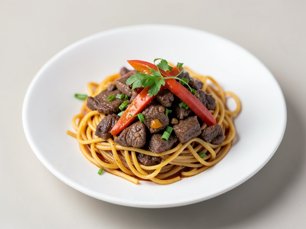 Schnelle Rindfleisch-Nudeln in asiatischem Stil
