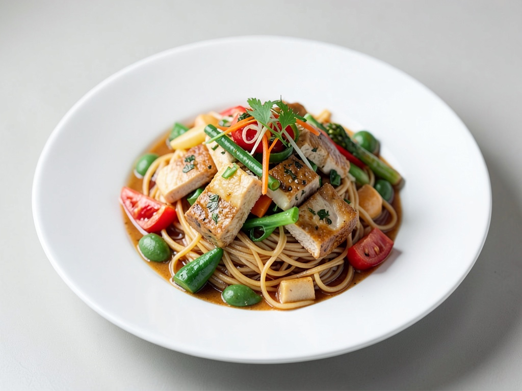 Asiatische Nudeln mit Tofu und Gemüse