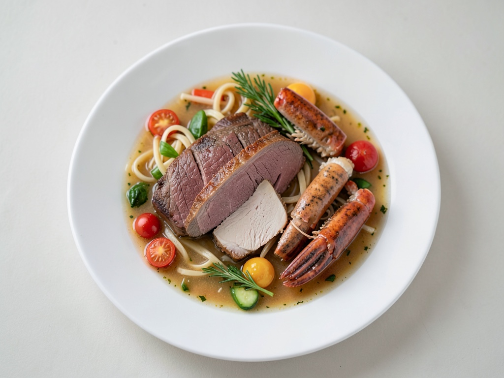 Schnelle asiatische Nudel-Suppe mit Fleisch und Gemüse