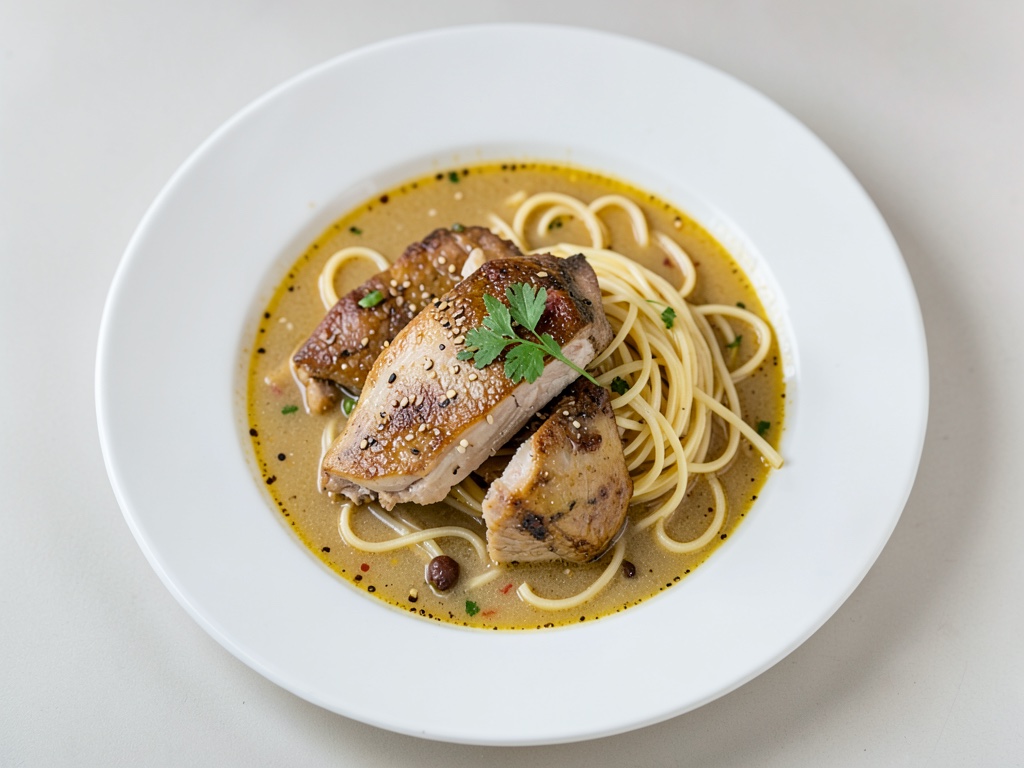 Asiatische Nudelsuppe mit Hähnchen