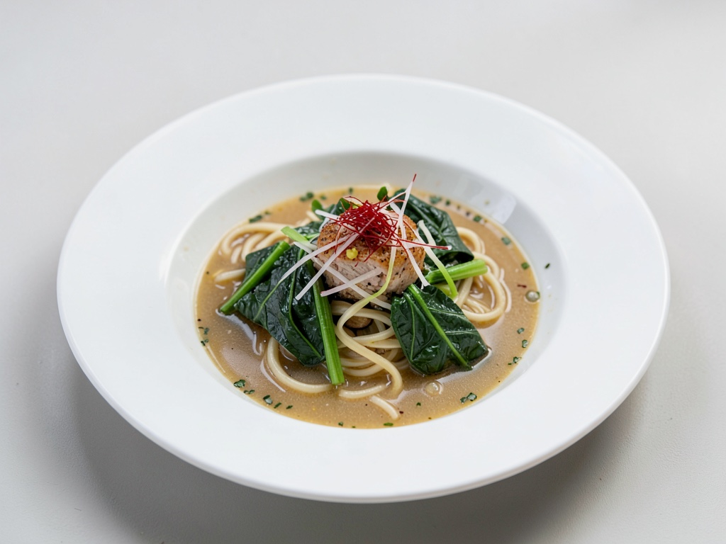Japanische Nudelsuppe mit Blattspinat