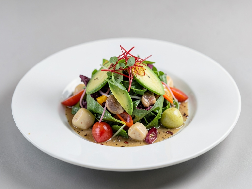 Insalata fresca con avocado e tocco asiatico