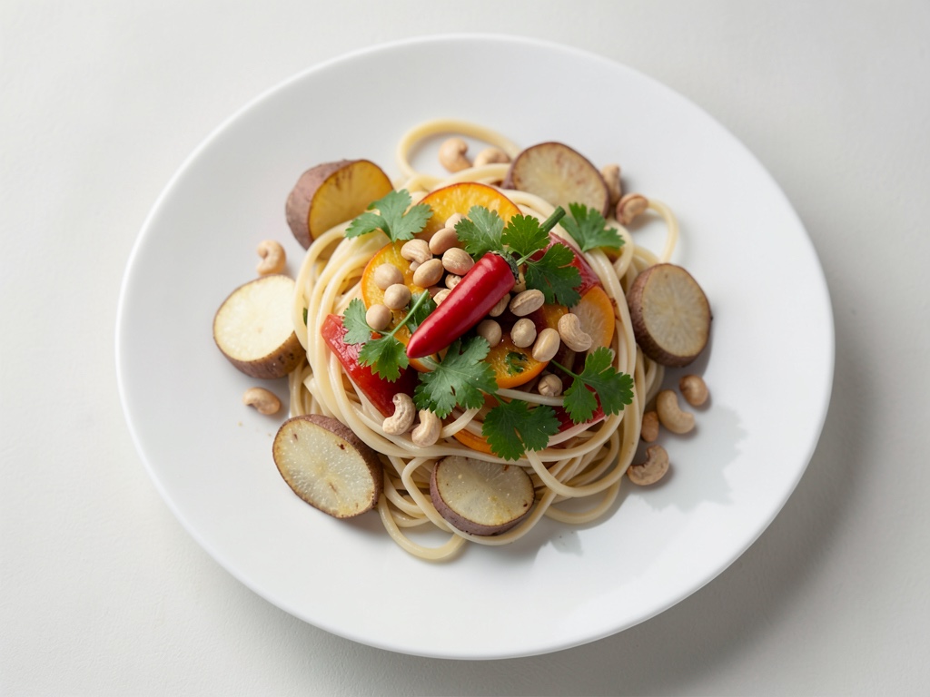 Asiatischer Nudelsalat mit Möhren, Koriander und Erdnüssen