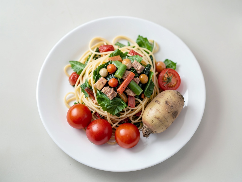 Nudelsalat mit Thunfisch im asiatischen Stil