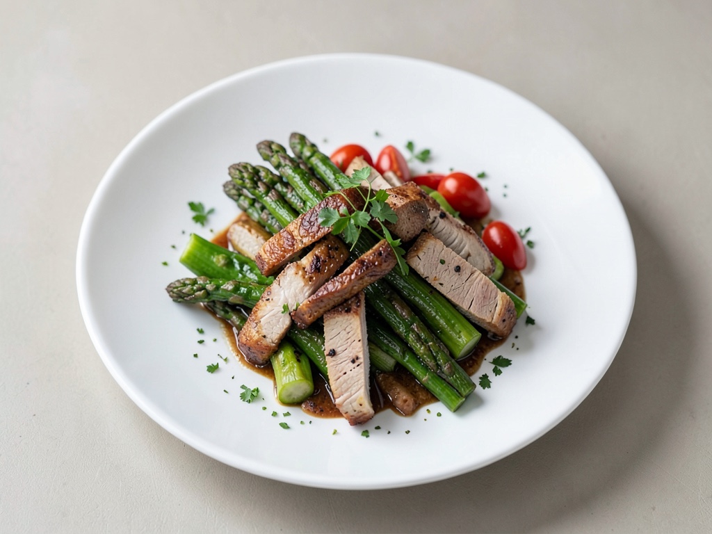 Wok asiatico di asparagi con striscioline di tacchino