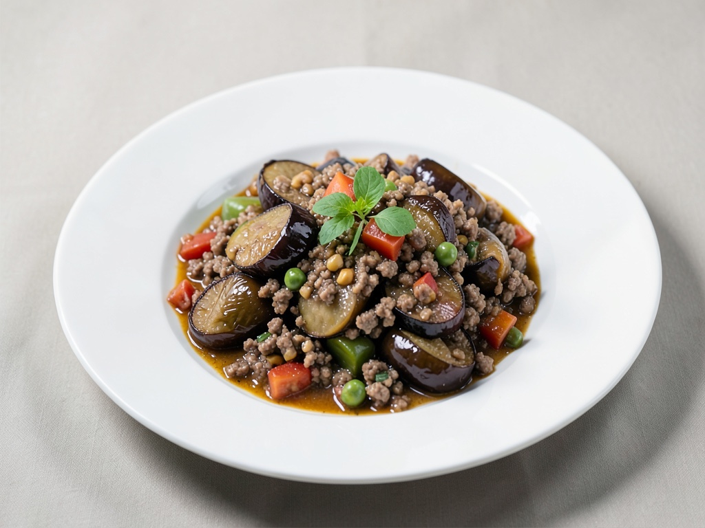 Guiso de berenjena con carne picada