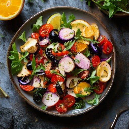 Insalata di vitello con melanzane e pomodori secchi